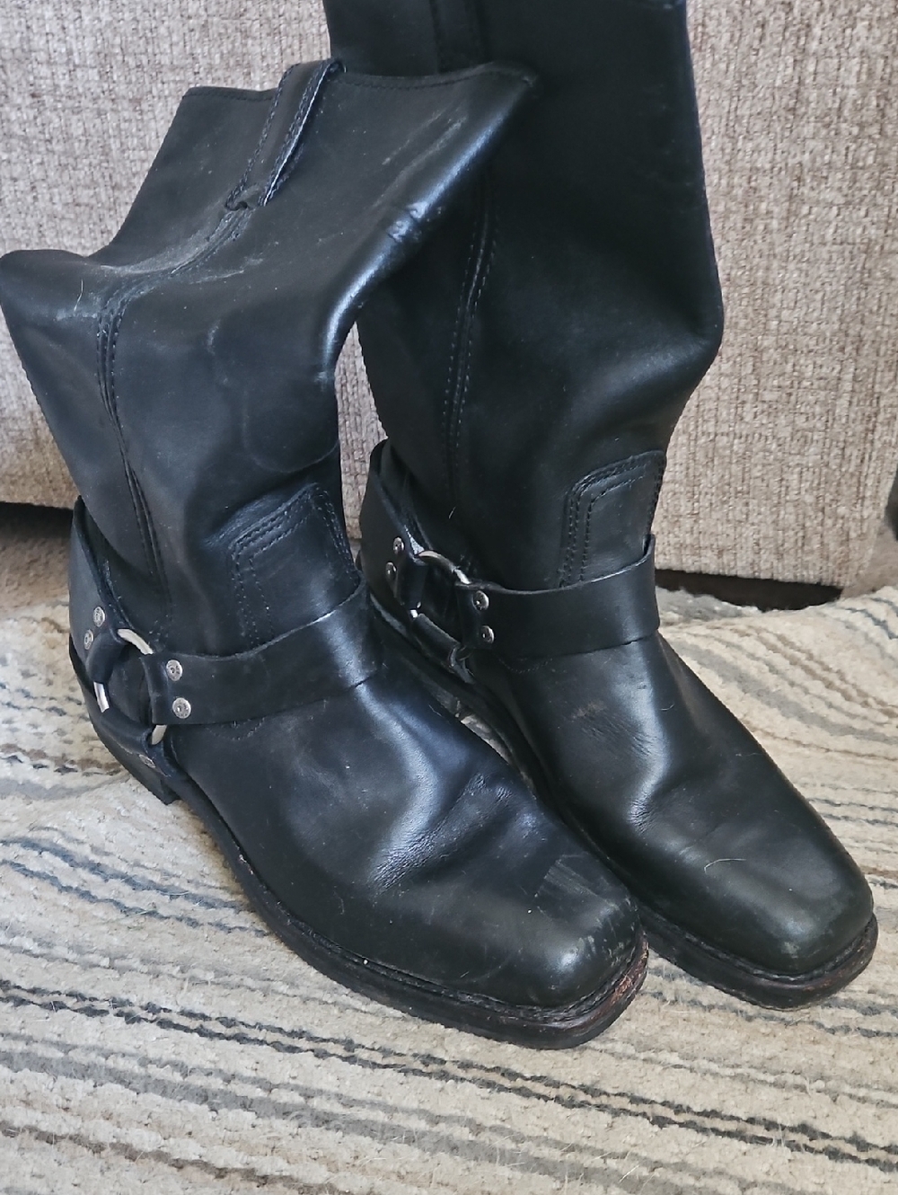 Harley-Davidson Black Leather Boots with Orange Label
